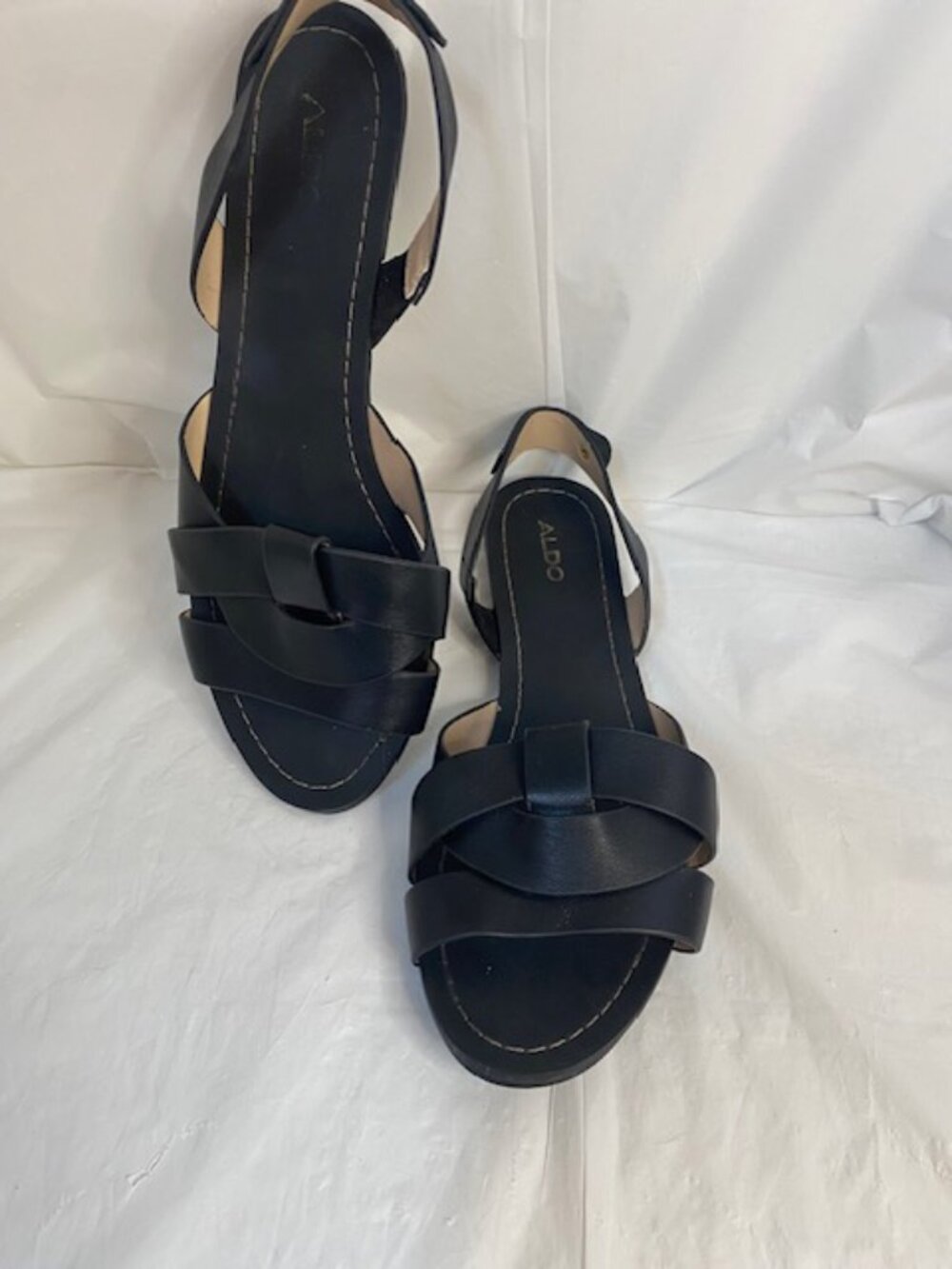 ALDOS DWYLIA BLACK LEATHER SADALS - Picture 2 of 7
